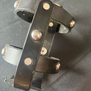 Motorcycle cup or bottle holder black leather